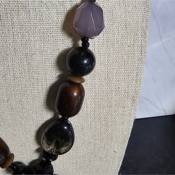 Boutique New multistone statement beaded mosaic necklace & earring set - Picture 4 of 9